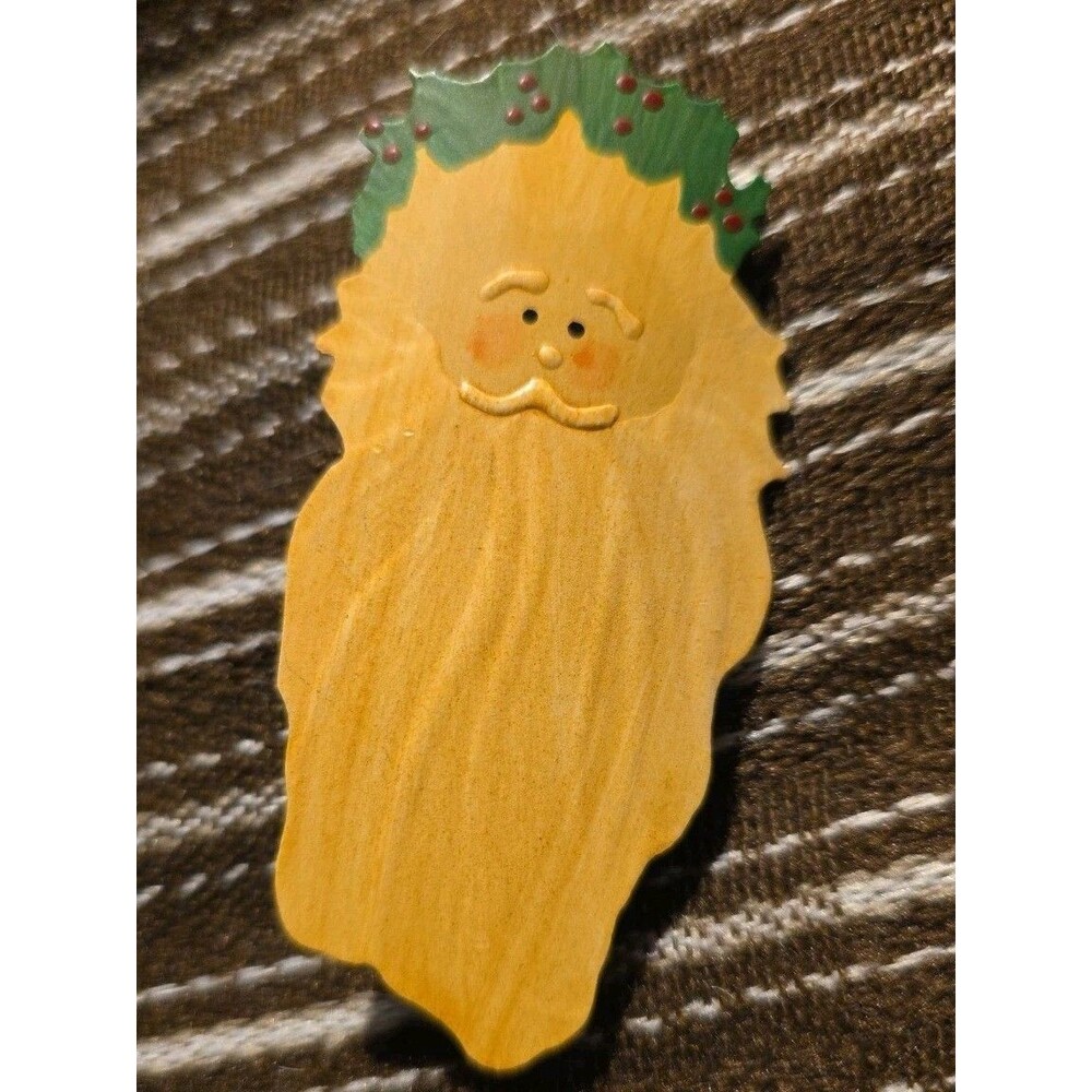 Vintage Hand Painted Santa Folk Art Pin Brooch